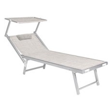 LETTINO SPIAGGIA CON PARASOLE BUDELLI doppio - cm.208 x 85 x h 405 - colore grigio