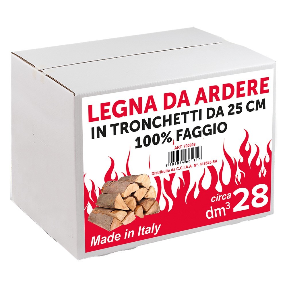 LEGNA DI FAGGIO DA ARDERE 28 decimetri cubi - in scatola