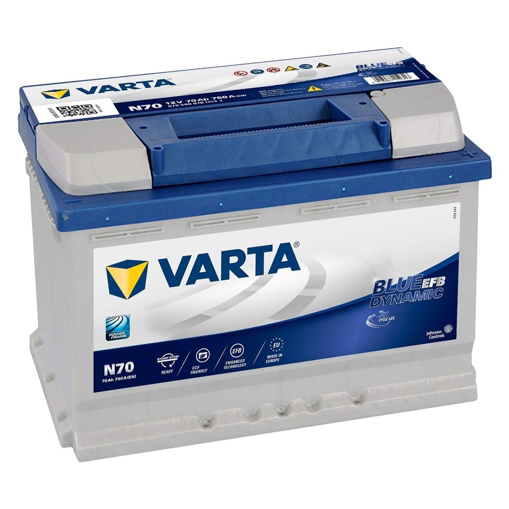 BATTERIA PER AUTO START & STOP VARTA BLUE DYNAMIC EFB N70 - 70 Ah dx / mm 278 x 175 x 190